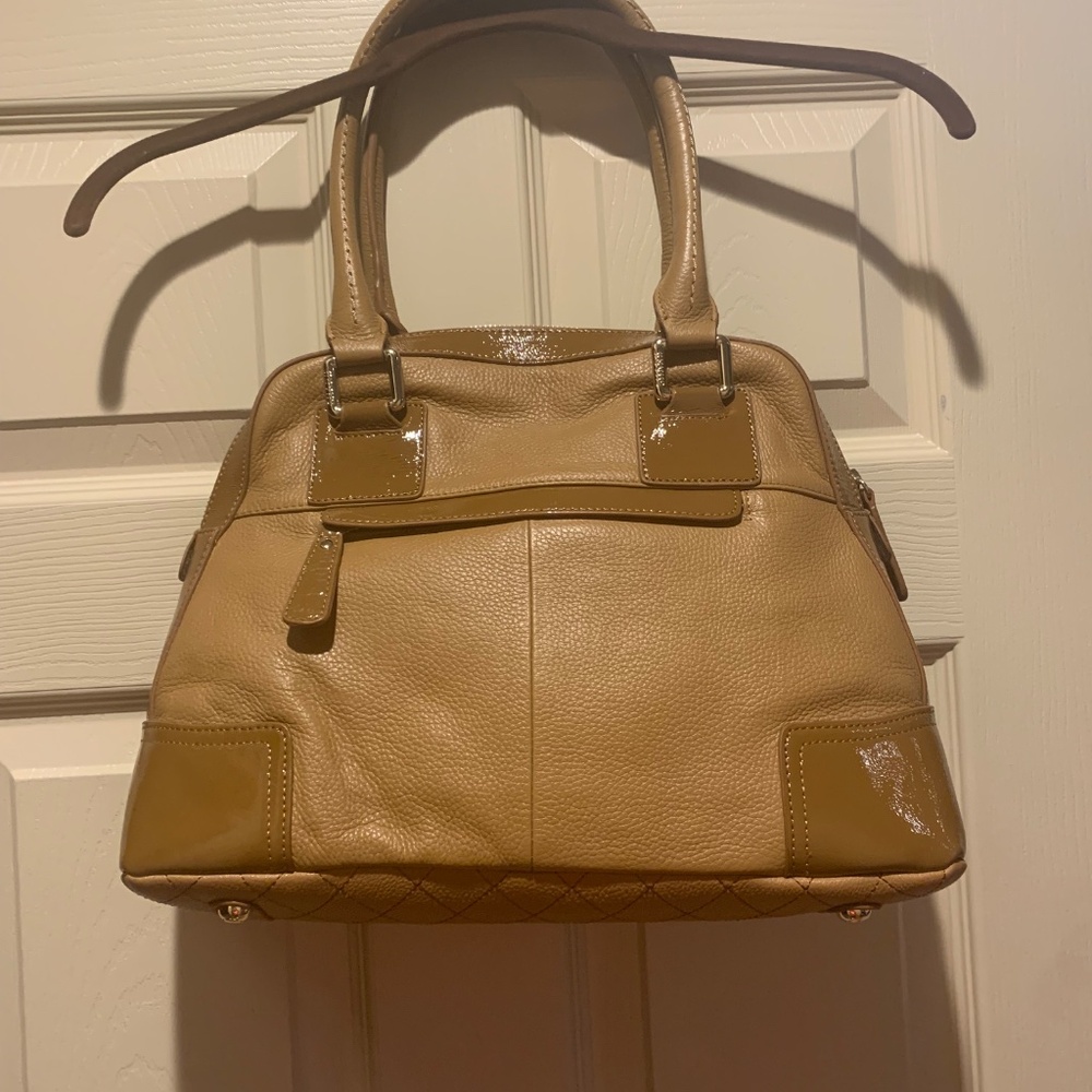 Sharif Camel Leather/Patent/Suede Satchel Handbag - Picture 5 of 9